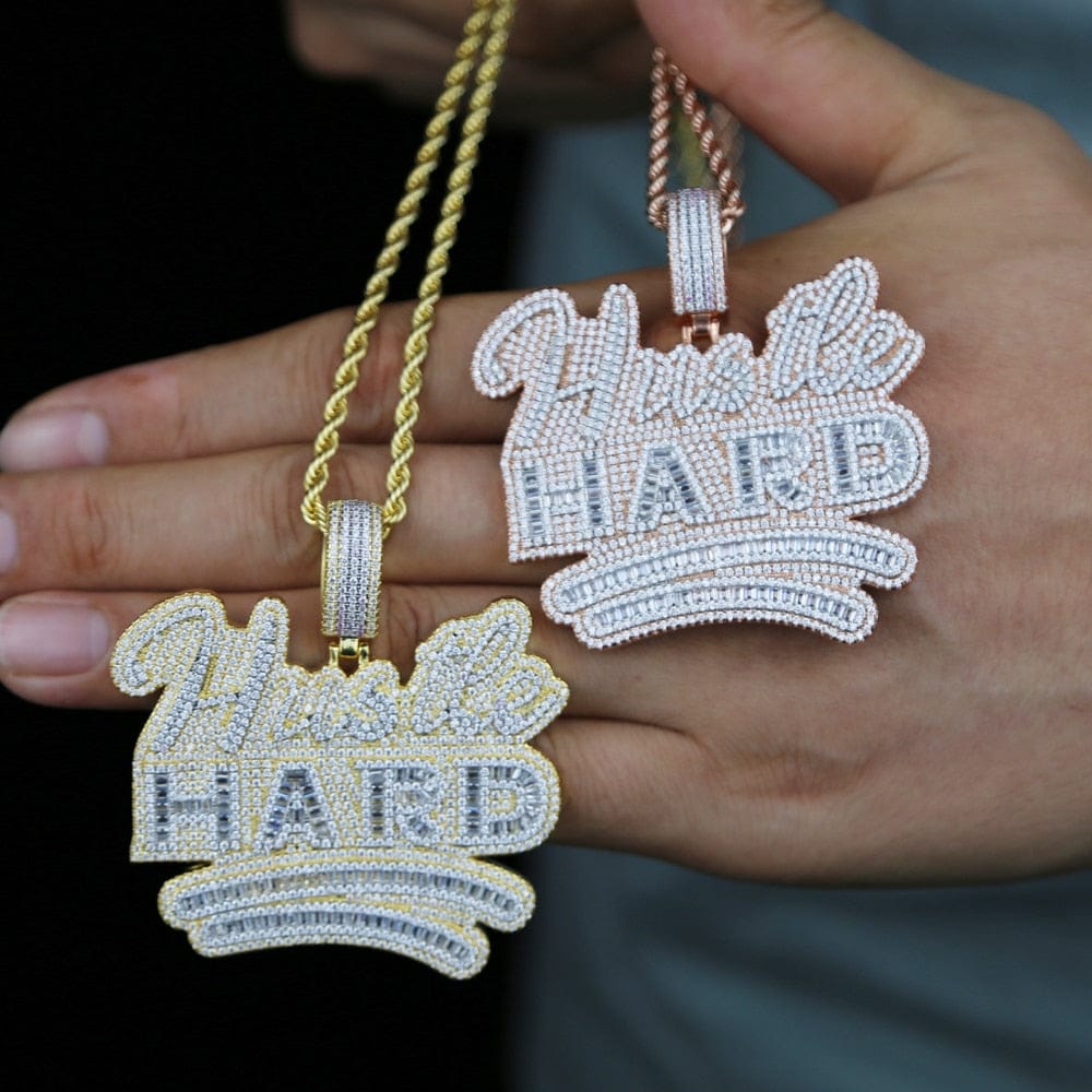 VVS Jewelry hip hop jewelry Fully Iced Da "Hustle Hard" Pendant Chain