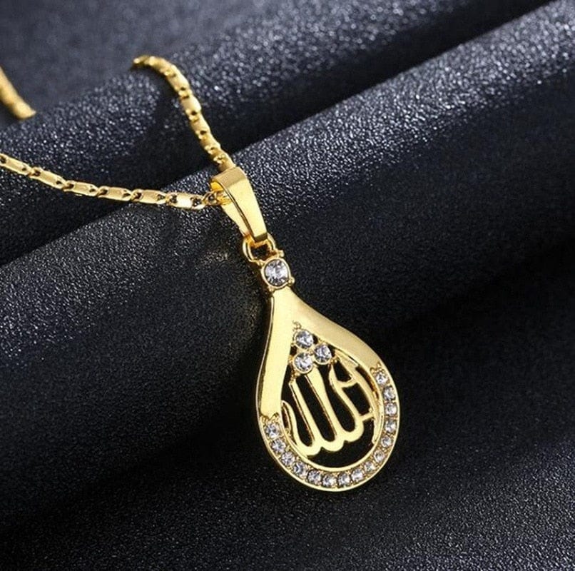 VVS Jewelry hip hop jewelry Gold Islamic Teardrop Pendant Necklace