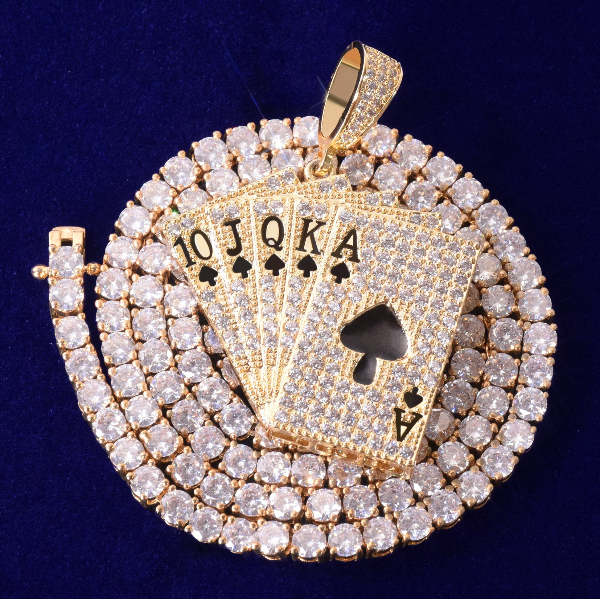 VVS Jewelry hip hop jewelry Gold/Silver Poker Card Bling Chain