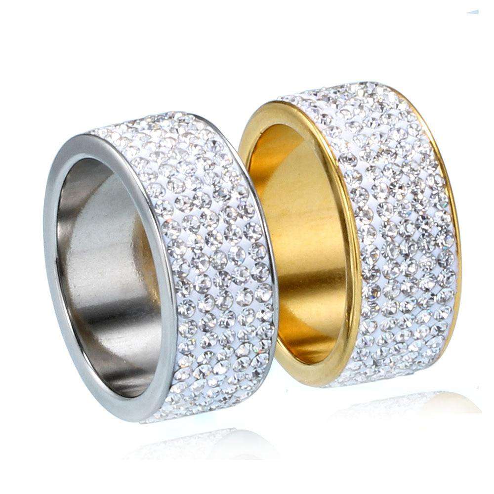 VVS Jewelry hip hop jewelry Gold/Silver Thick Band Bling Ring