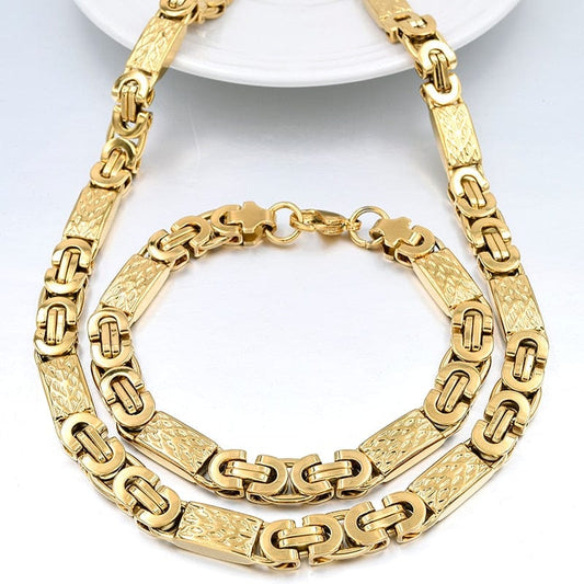 VVS Jewelry hip hop jewelry Gold VVS Jewelry Flat Byzantine Chain +FREE Bracelet Bundle