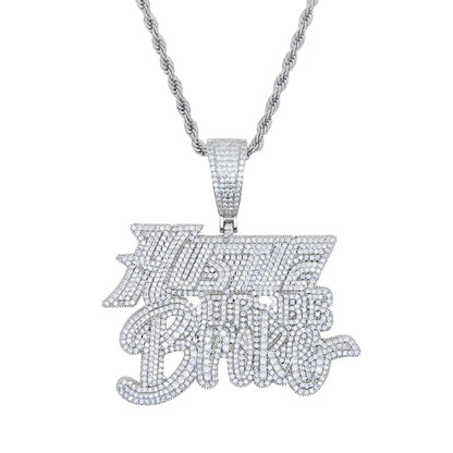 VVS Jewelry hip hop jewelry Hustle or Be Broke Diamond Statement Pendant Chain