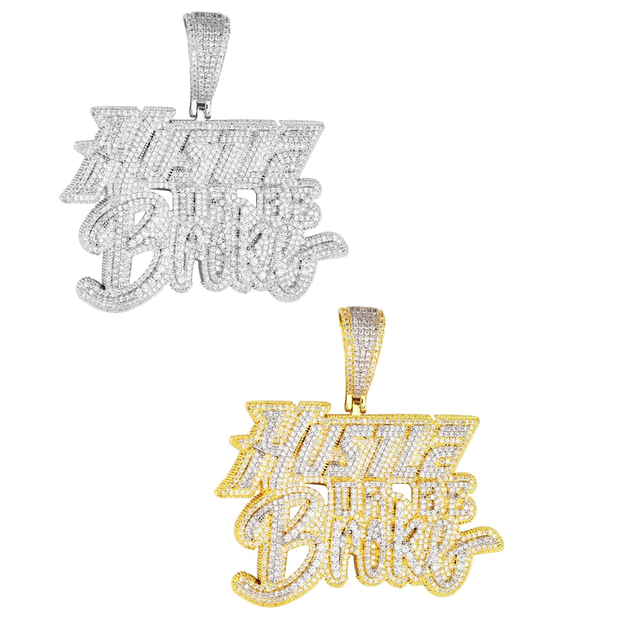 VVS Jewelry hip hop jewelry Hustle or Be Broke Diamond Statement Pendant Chain