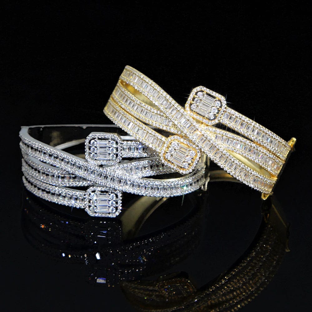 VVS Jewelry hip hop jewelry Iced Out Baguette Cuff Bracelet