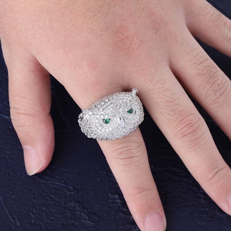 VVS Jewelry hip hop jewelry Iced Out Boss Owl Ring