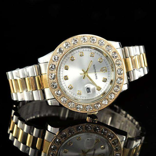 Gold Rollie Style Watch in Rotatable Bezel Sapphire Glass