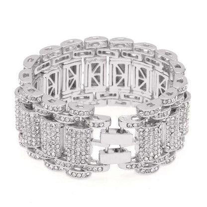 VVS Jewelry hip hop jewelry Silver / 20cm Watch Band Bracelet