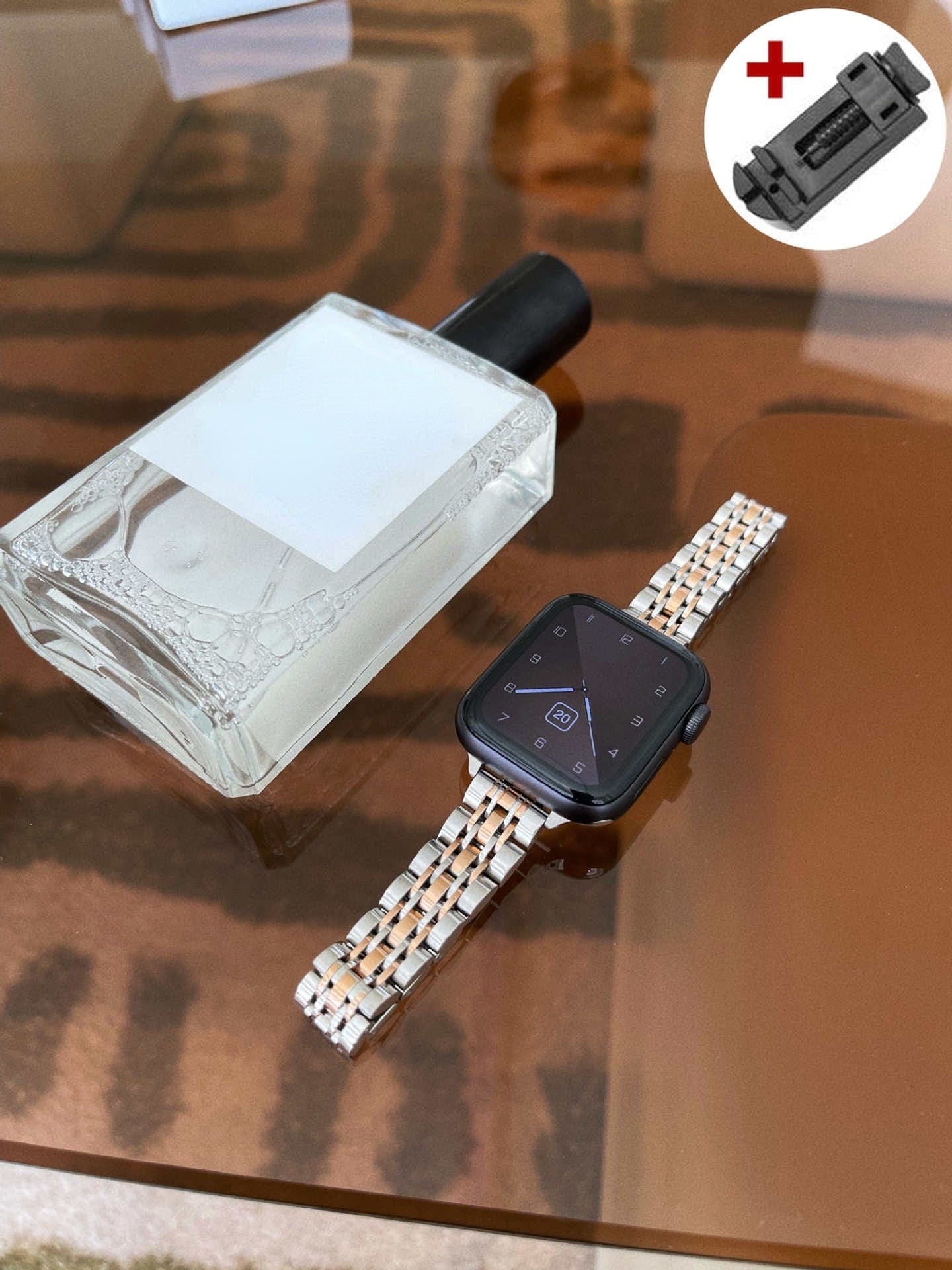 VVS Jewelry hip hop jewelry silver rosegold / 38mm Slim Stainless Steel Apple Watch Band