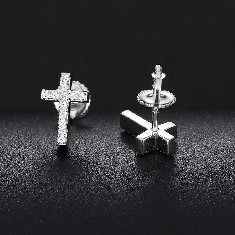 S925 Silver Moissanite Dainty Cross Stud Earrings – VVS Jewelry