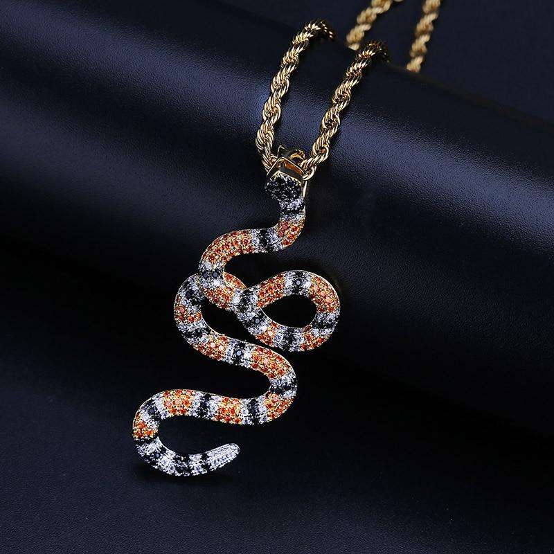 VVS Jewelry hip hop jewelry Snake 14k Gold Pendant Necklace