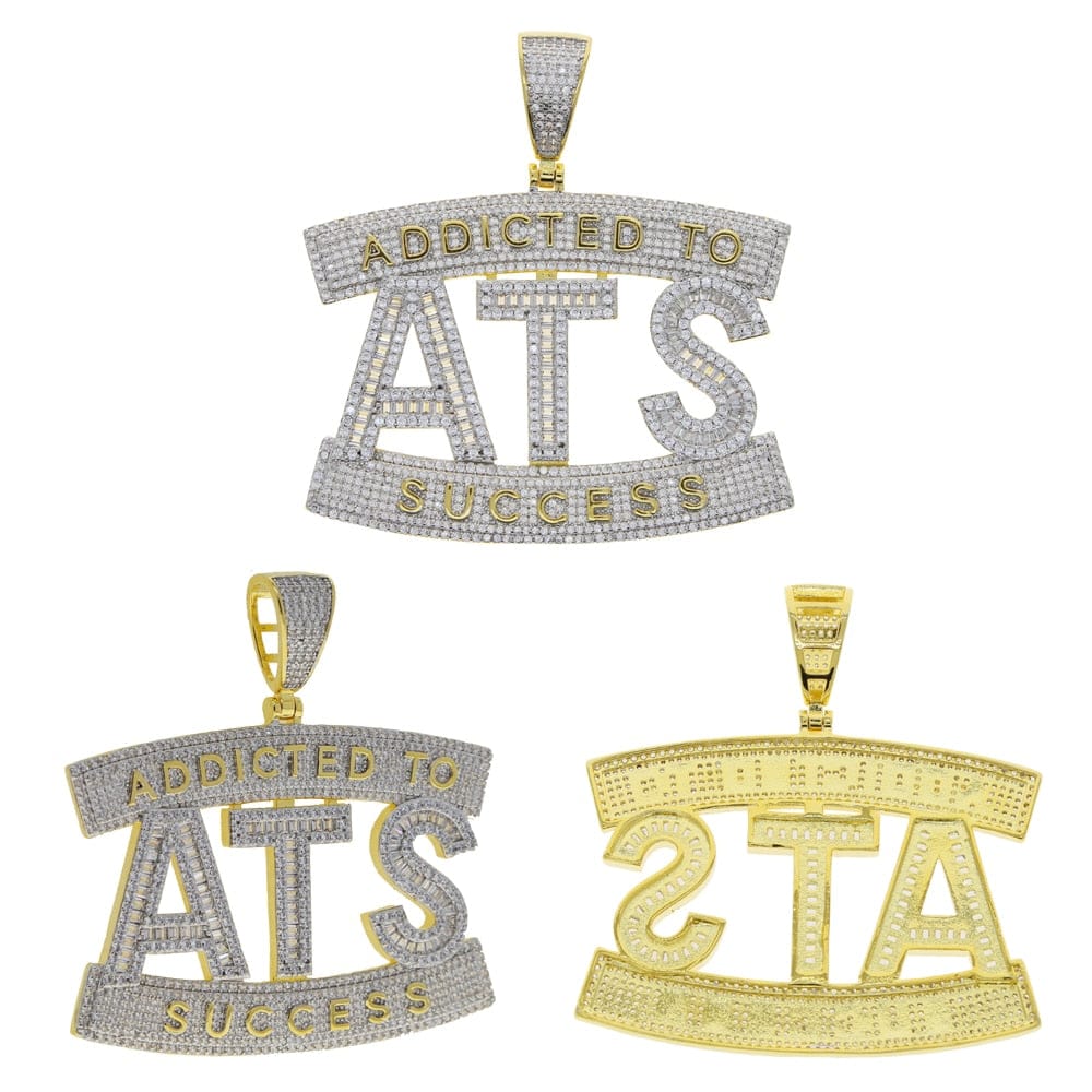 VVS Jewelry hip hop jewelry Two-tone Addicted to Success "ATS" Baguette Pendant Chain