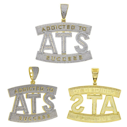 VVS Jewelry hip hop jewelry Two-tone Addicted to Success "ATS" Baguette Pendant Chain