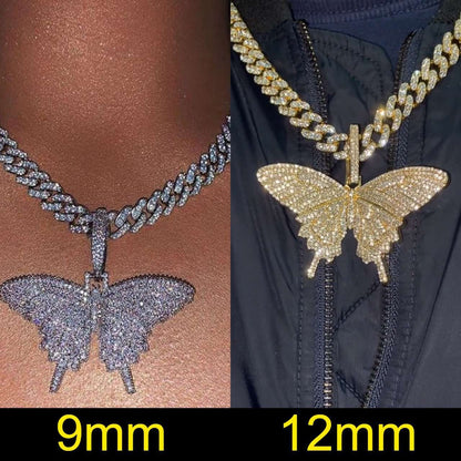 VVS Jewelry hip hop jewelry VVS Jewelry Cuban Link Butterfly Choker + FREE Tennis Choker