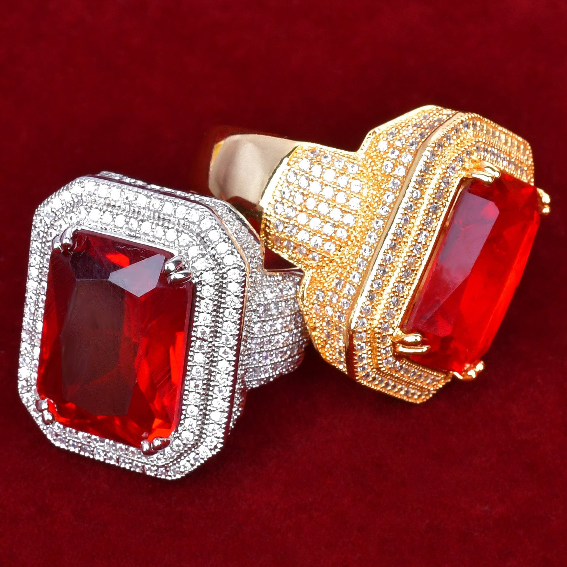 VVS Jewelry hip hop jewelry VVS Jewelry Red Synthetic Ruby Royal Ring