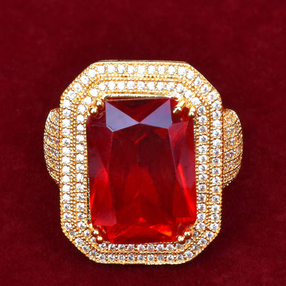 VVS Jewelry hip hop jewelry VVS Jewelry Red Synthetic Ruby Royal Ring