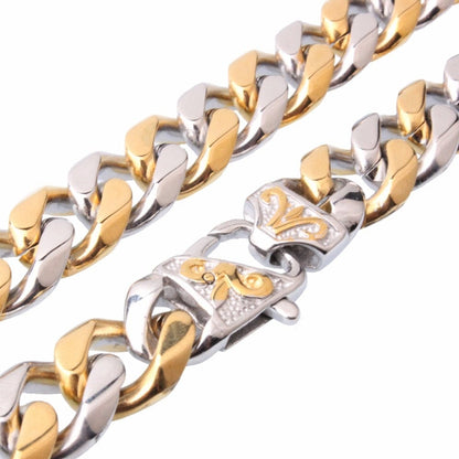 VVS Jewelry hip hop jewelry VVS Jewelry Stainless Steel Two-tone Curb Cuban Chain + FREE bracelet